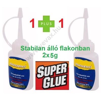 2db-os ( 10g ) Superglue PILLANATRAGASZTÓ ÁLLÓ FLAKONBAN SZUPERGYORS fém műanyag porcelán bőr fa üveg gumi