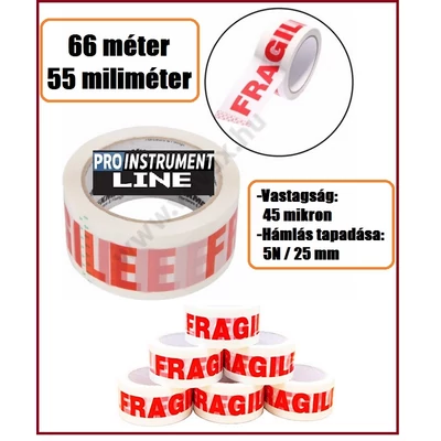 60m/50mm ProInstrunment Fragile " TÖRÉKENY " FELIRATOS RAGASZTÓSZALAG 60 méter / 55 miliméter
