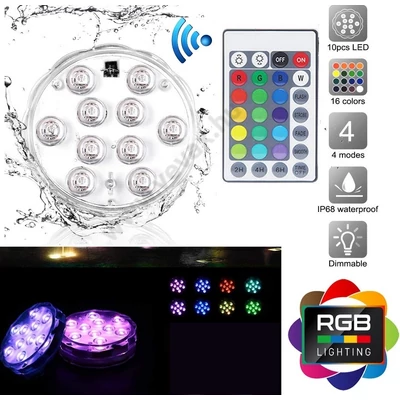 15Colors ELEMES RGB LED MEDENCE SZÍNVÁLTÓS VILÁGÍTÁS TÁVIRÁNYÍTÓS MERÜLŐ / LEBEGŐ VÍZ ALATTI FÉNY