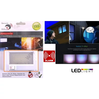ELRIASZTÓ TV FÉNY SZIMULÁTOR VALÓSÁGHŰ TELEVÍZÓ FÉNY VILLOGÁS RIASZTÓ LED LÁMPA