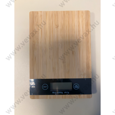 Digitális bambusz konyhai mérleg LCD kijelzővel 0-5 kg
